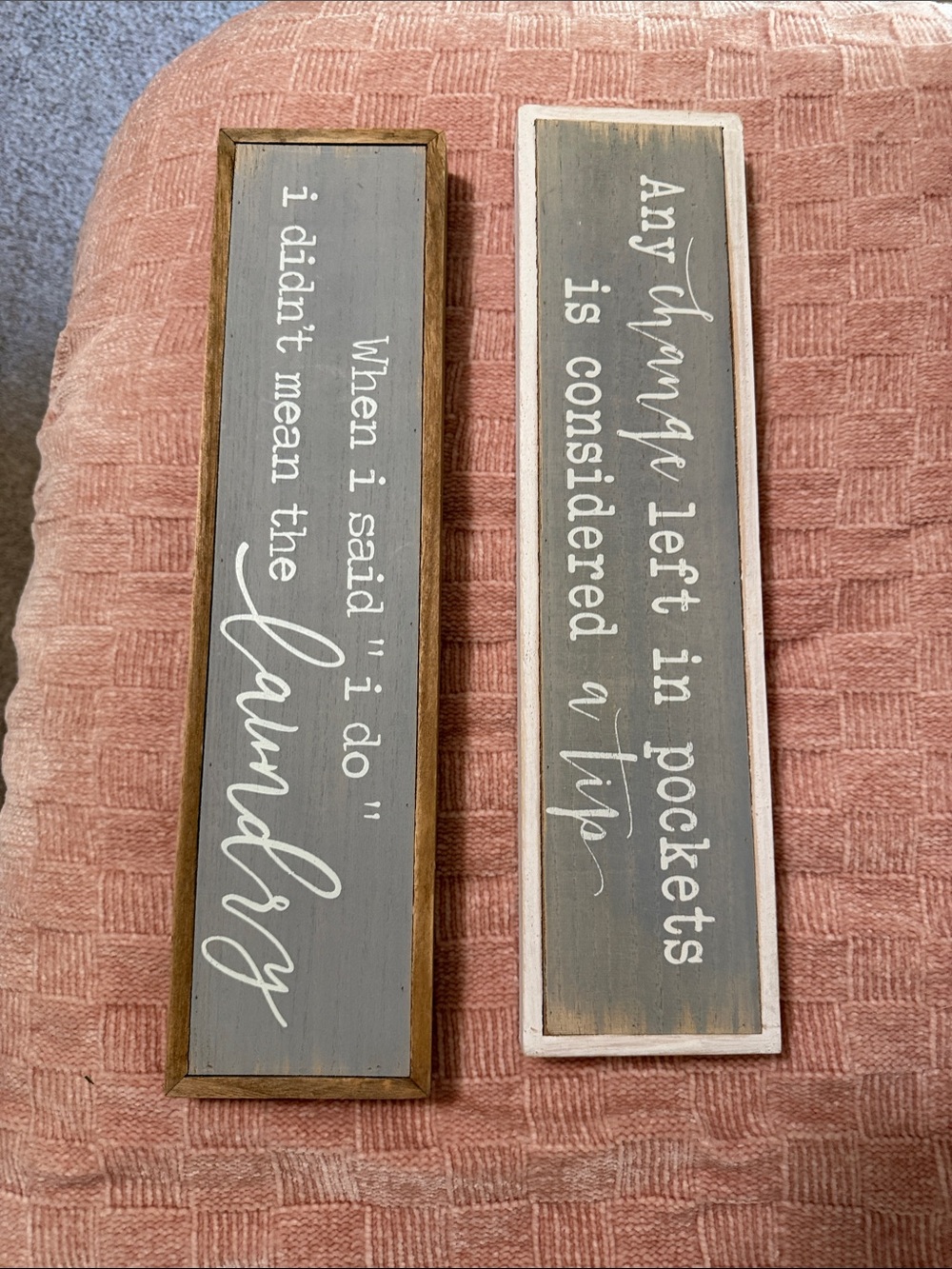 Set of 2 Gray Wooden Laundry Quote Signs